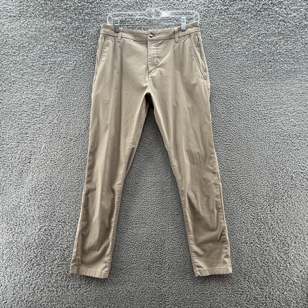 Birddogs Pants Mens‎ 30x30 Tan Stretch Slim Fit Chino Golf Zip Pocket Casual